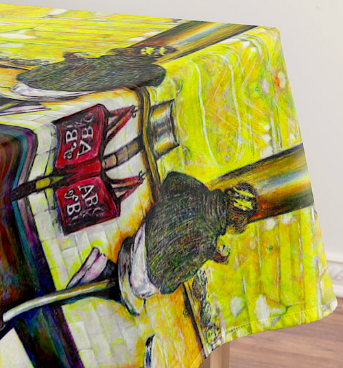Original Painting by New York City Artist, Gaye Elise Beda. Tablecloths www.gayeelisebeda.store Check it out.