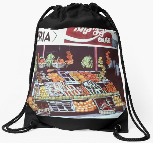 Modern Face On A Timeless Commerce, Jericho, Israel Drawstring Bags