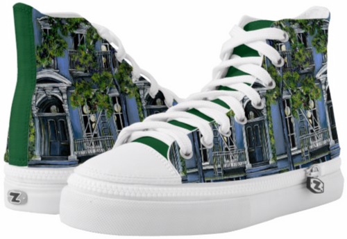 Original Painting by New York City Artist, Gaye Elise Beda.  www.gayeelisebeda.store     High-Top Sneakers  