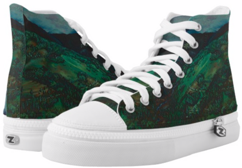Original Painting by New York City Artist, Gaye Elise Beda.  www.gayeelisebeda.store     High-Top Sneakers  