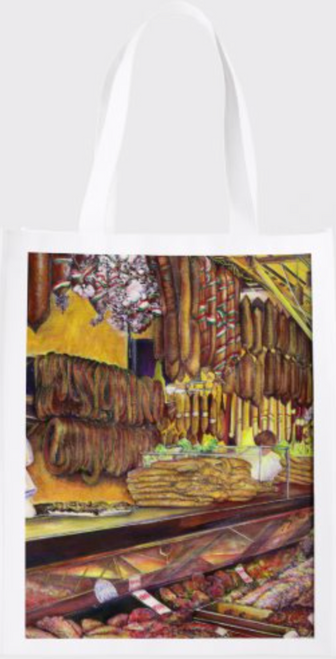 Original Painting by New York City Fine Art Artist, Gaye Elise Beda.  www.gayeelisebeda.store     Re-useable Grocery Bags 