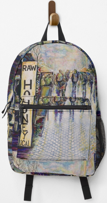 Original Painting by New York City Artist, Gaye Elise Beda. Check it out. www.gayeelisebeda.store   Backpacks