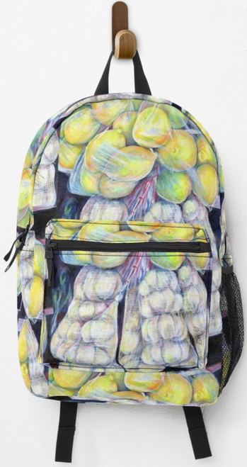 Original Painting by New York City Artist, Gaye Elise Beda. Check it out. www.gayeelisebeda.store   Backpacks