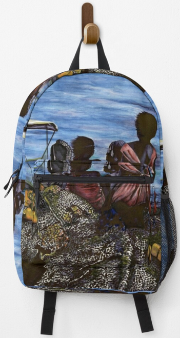 Original Painting by New York City Artist, Gaye Elise Beda, Back Packs, elegant, artistic  See gayeelisebeda.store