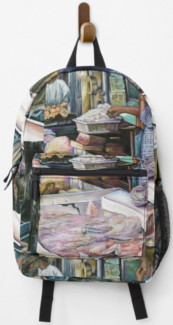 Original Painting by New York City Artist, Gaye Elise Beda, Back Packs, elegant, artistic  See gayeelisebeda.store