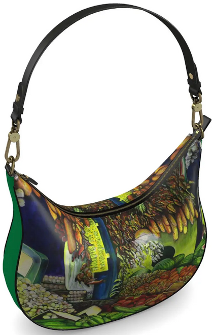 Original Painting by New York City Artist, Gaye Elise Beda. Curve Hobo Leather Bag, Check it out. gayeelisebeda.store