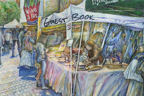 Original Painting by New York City Artist, Gaye Elise Beda. Guest Books www.gayeelisebeda.store Check it out.