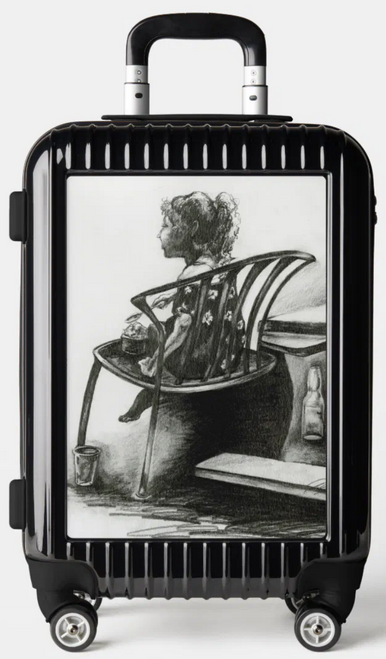 Original Drawing by New York City, Fine Art Artist, Gaye Elise Beda,. Carry On Luggage www.gayeelisebeda.store Check it out.