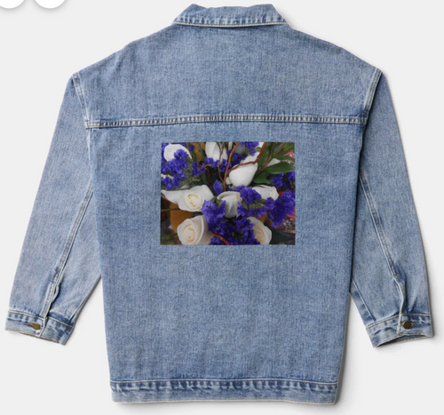 Original Photo by New York City, Fine Art Artist, Gaye Elise Beda,.Denim Jacket, www.gayeelisebeda.store  Check it out. 