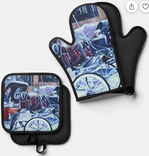 Original Painting by New York City, Fine Art Artist, Gaye Elise Beda,  Oven Mitts and Pot Holders, www.gayeelisebeda.store Check it out.
