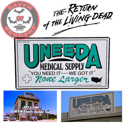 The Return of the Living Dead UNEEDA Medical Supply Metal Sign