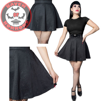 Death Repeat Embossed Skater Skirt