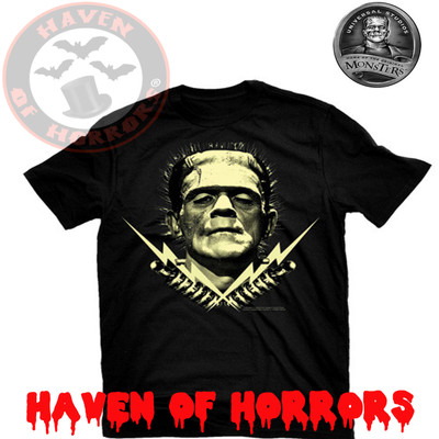 Universal Monsters Frankenstein Bolt Glow T-Shirt