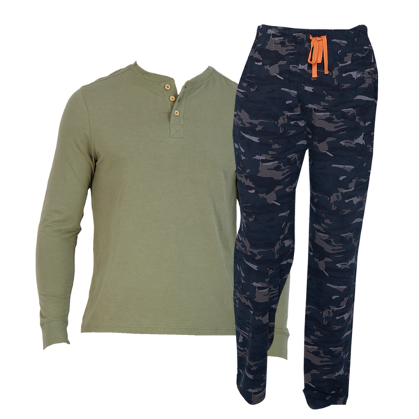 BUNDLE Lounge Pant Forest Camo and Olive Henley