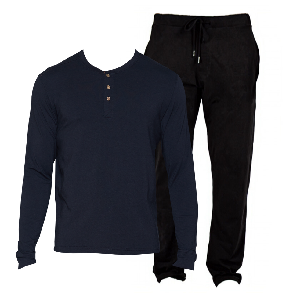 BUNDLE Tailored Lounge Pant and Henley - Black