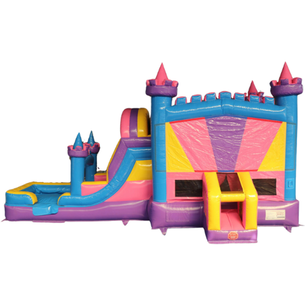 Pink Fantasy Castle Inflatable Combo (Wet n Dry) with Blower