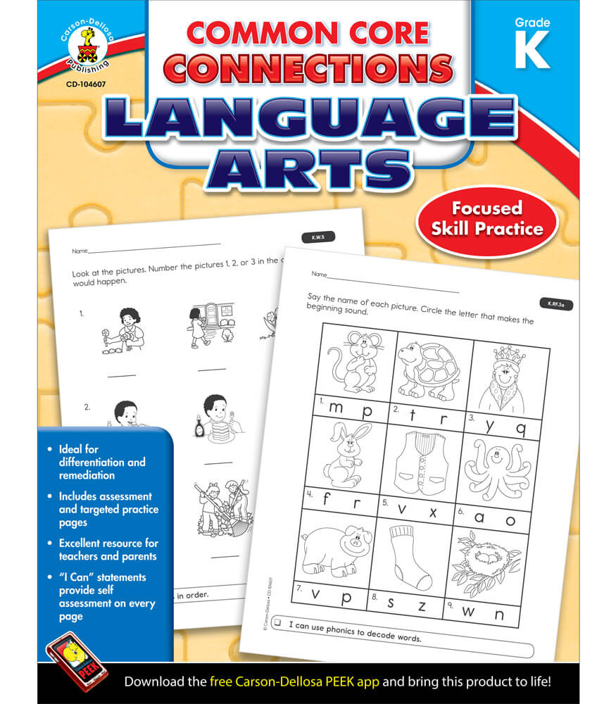 Grade K Common Core Connections Language Arts Workbook eBook