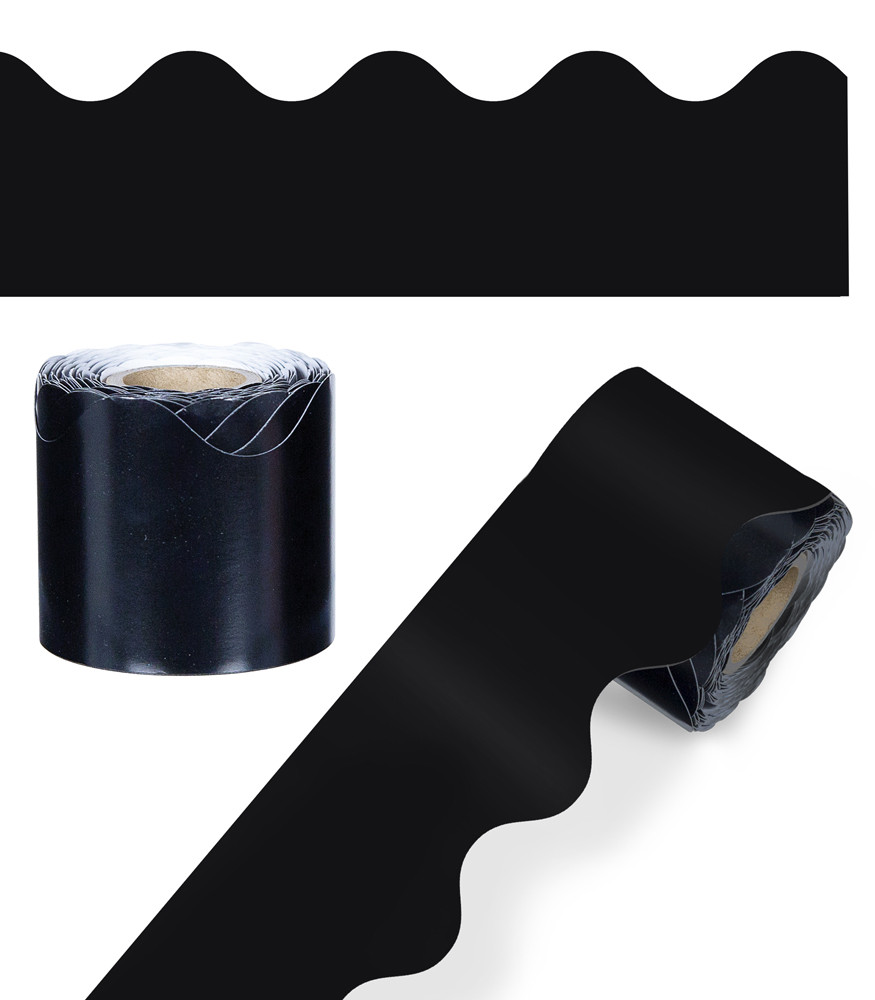 TEACHER CREATED RESOURCES (3 PK) BLACK SCALLOPED ROLLED BORDR 