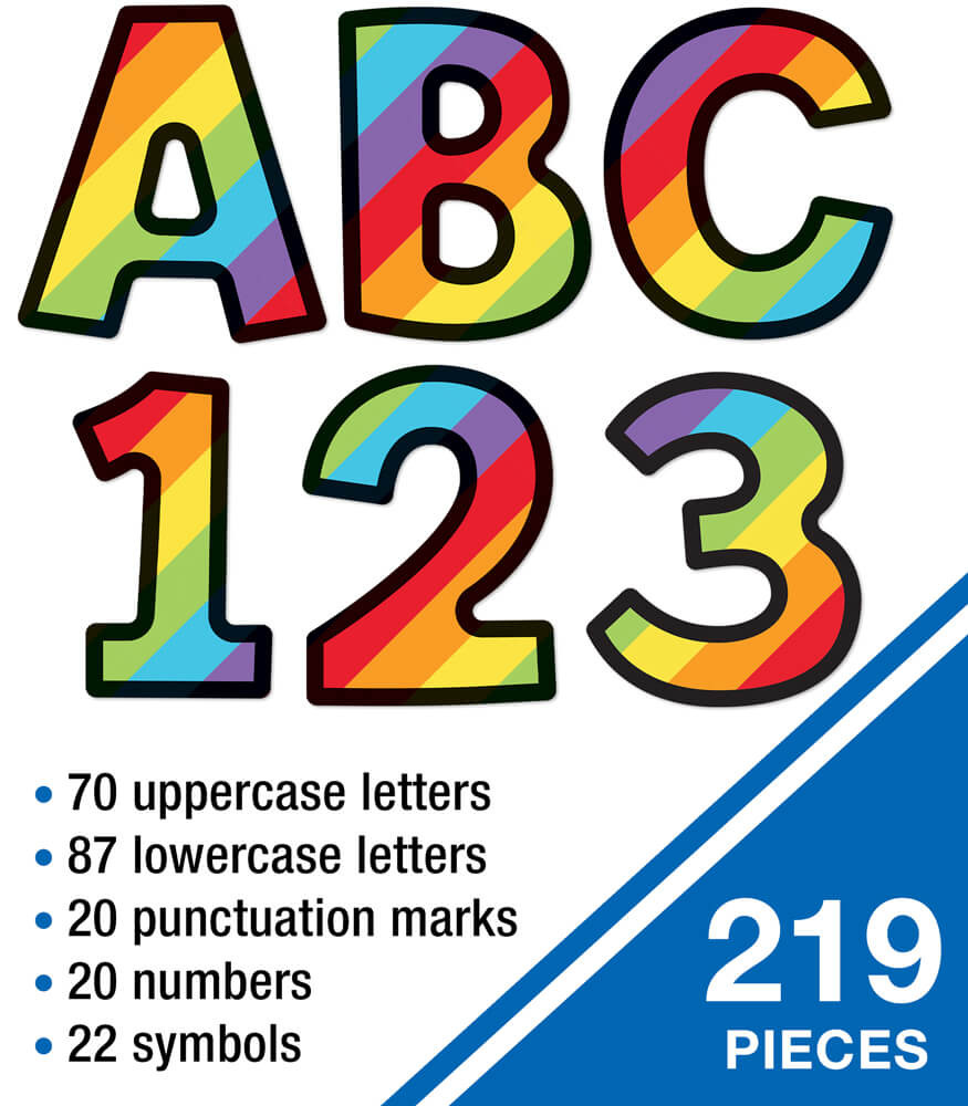 260 PCS Bulletin Board Letters for Classroom 4” Letters Combo Pack Set  Colorful Rainbow Classroom Decorations Alphabet Numbers Symbols Letters for