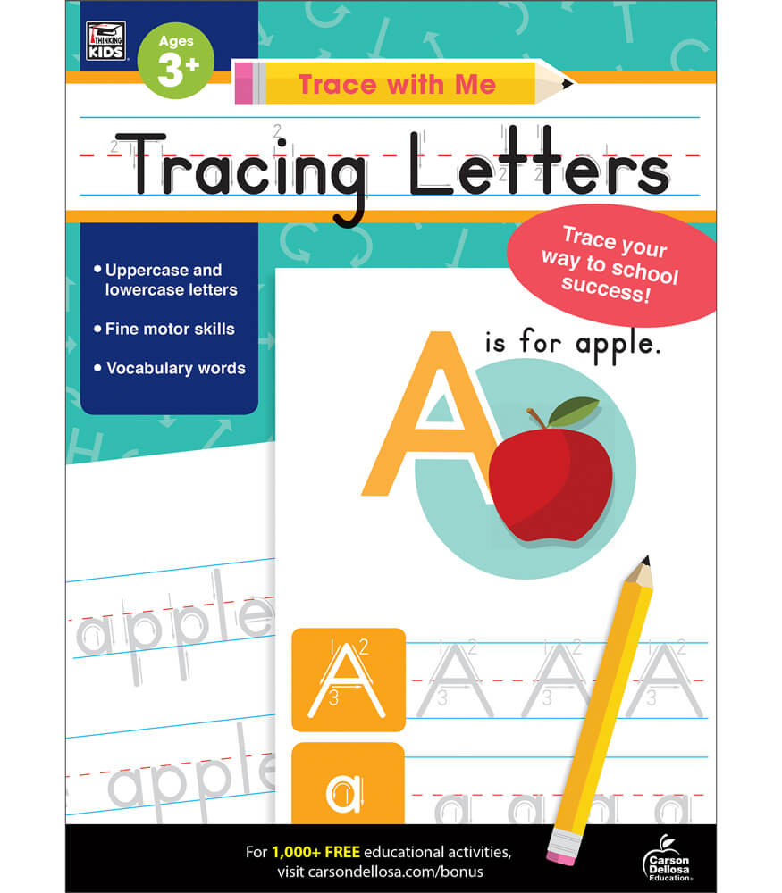 Grade Preschool-2 Trace with Me: Tracing Letters Activity Book
