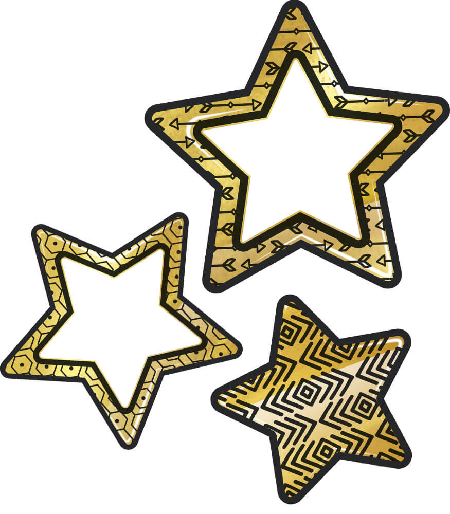 Black & Gold Glitter Star Cutouts