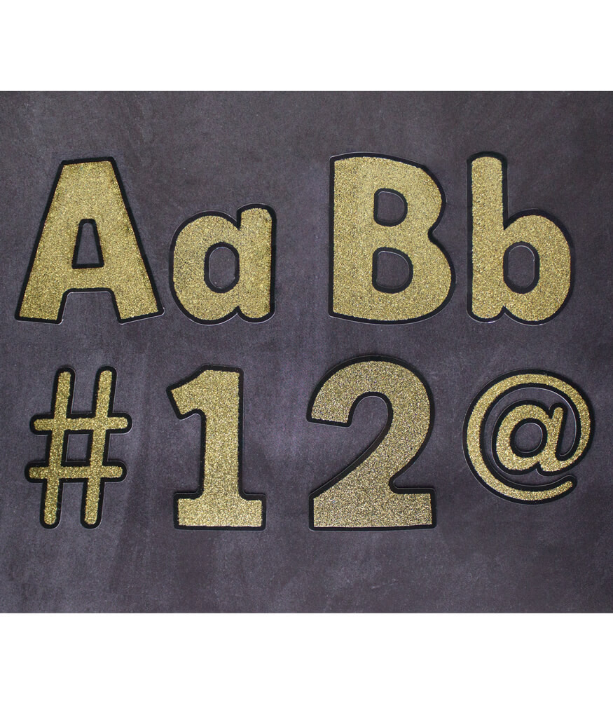 72 Pcs Gold Glitter Printed Bulletin Board Letters Playful Alphabet Letters  Poster Board Letters Numbers Punctuation Symbol Letter Cutouts Gold Poster