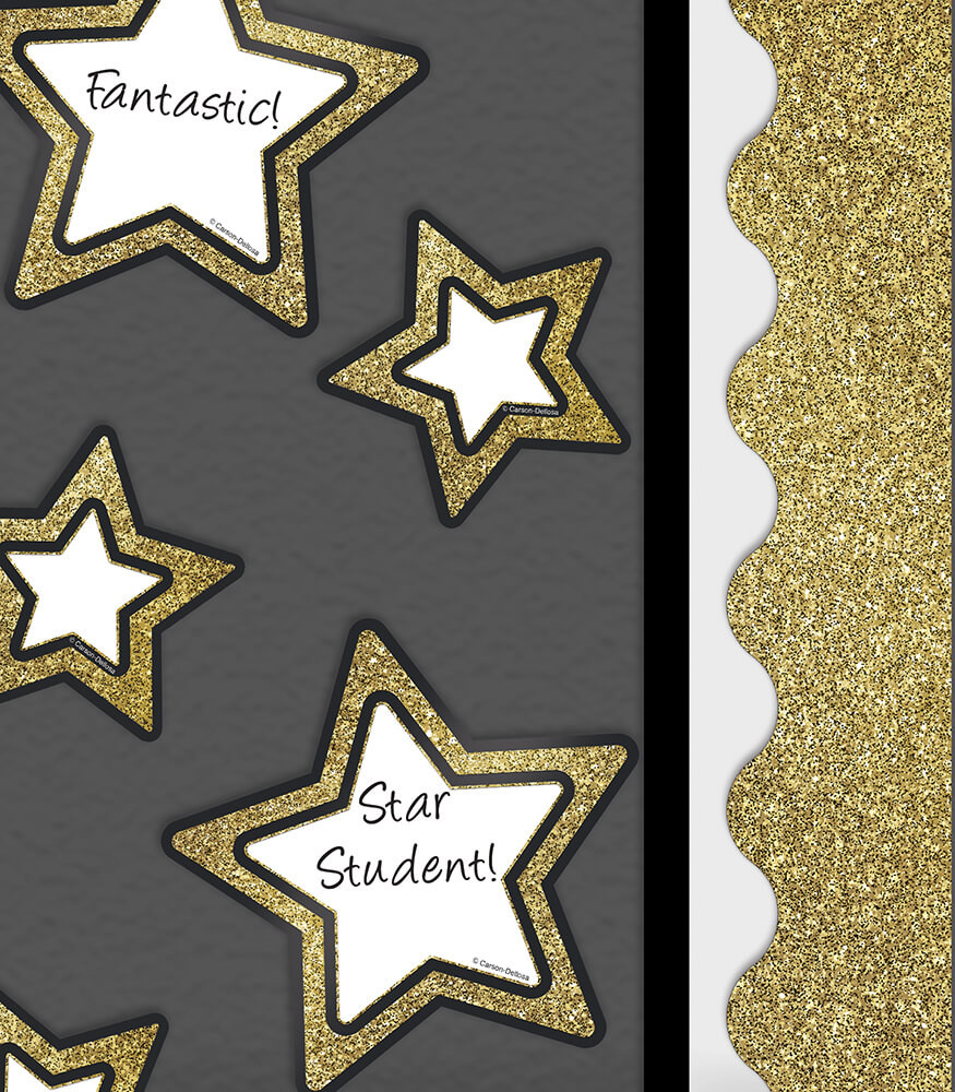 Sparkle and Shine Solid Gold Glitter Stars Cut-Outs (Other)