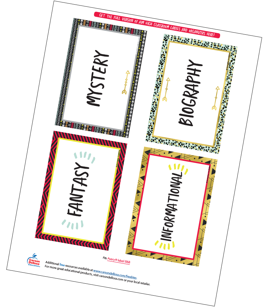 Aim High Classroom Library Labels Free Printable | Carson Dellosa aim-high-classroom-library-labels-free-printable-carson-dellosa