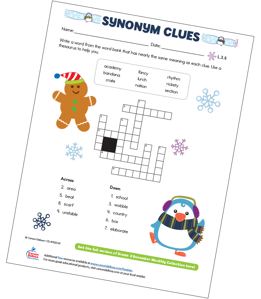 Synonyms Puzzles for Grades 3-5 by Teaching is a Work of Art