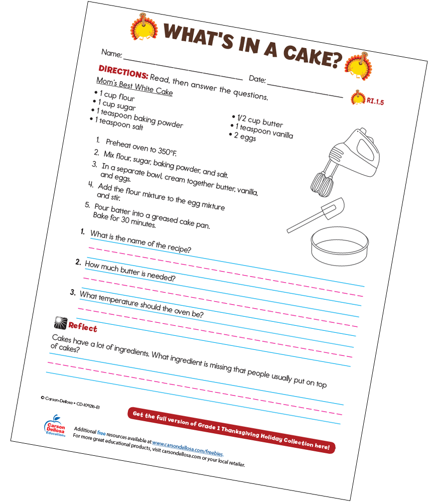 JUST THE FACTS CAKE DECORATING Worksheet - Learning Zone ...