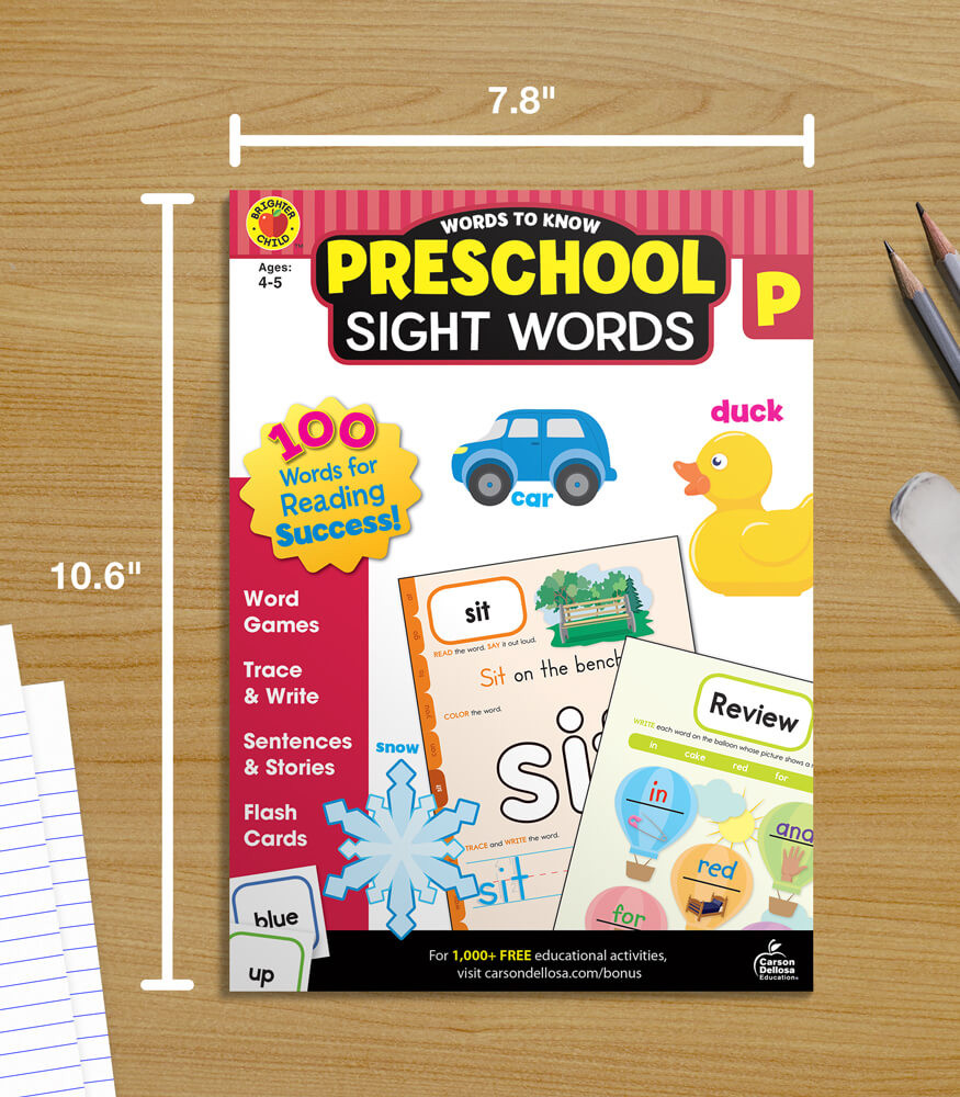 Grade PK-l Preschool Sight Words Workbook Paperback