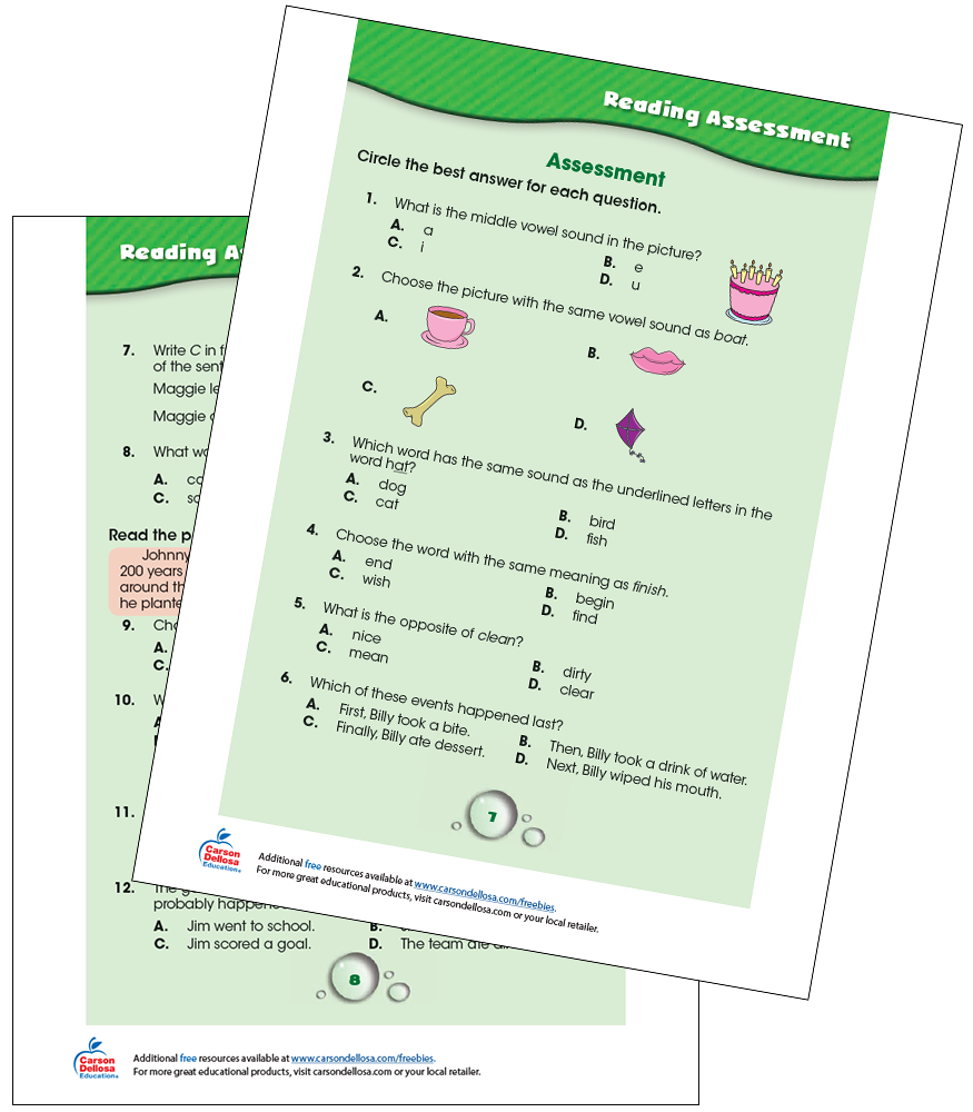 Reading Assessment Free Printable | Carson Dellosa