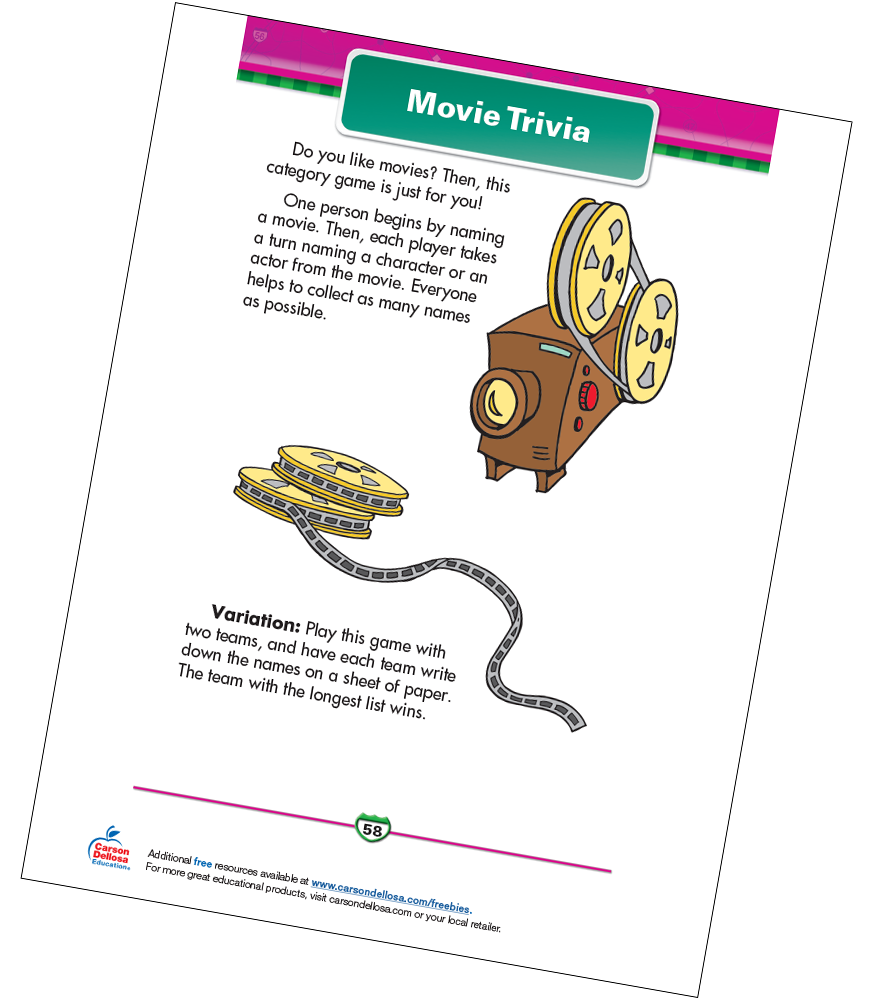Movie Trivia Free Printable | Carson Dellosa