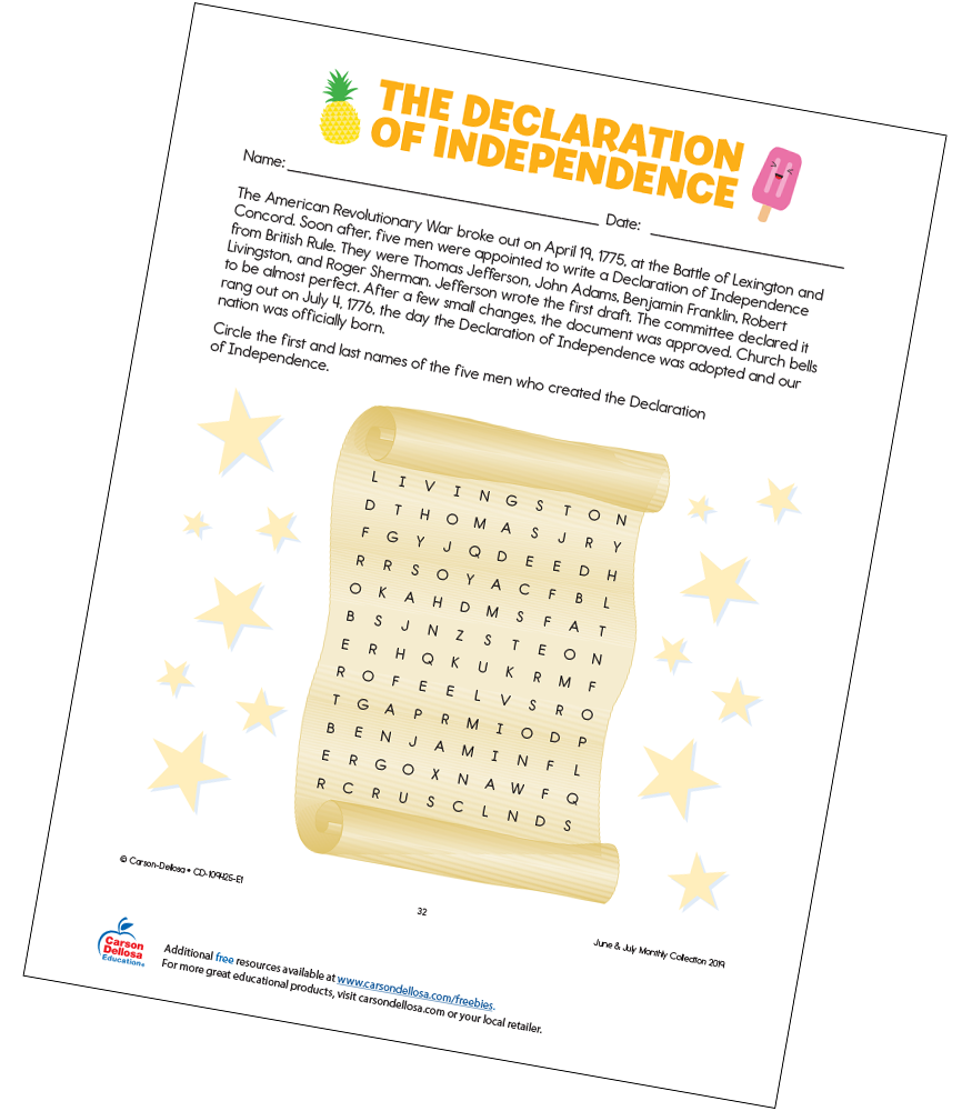 The Declaration of Independence Free Printable Carson Dellosa The Declaration of Independence Free Printable Carson Dellosa