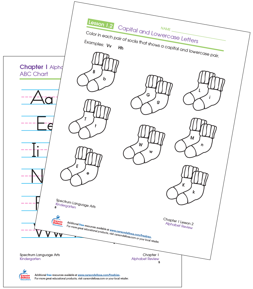 Pairing Capital and Lowercase Letters Kindergarten Free Printable | Carson  Dellosa