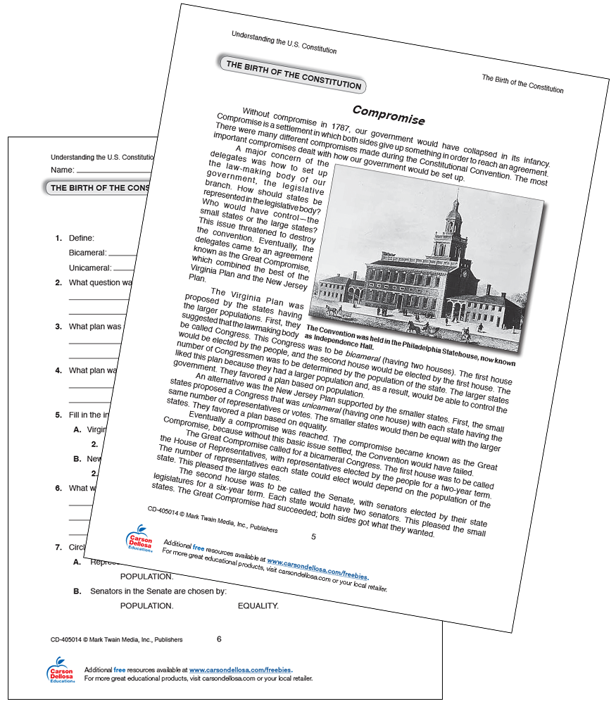 Birth of the Constitution: The Compromise Free Printable | Carson Dellosa Birth of the Constitution: The Compromise Free Printable | Carson Dellosa