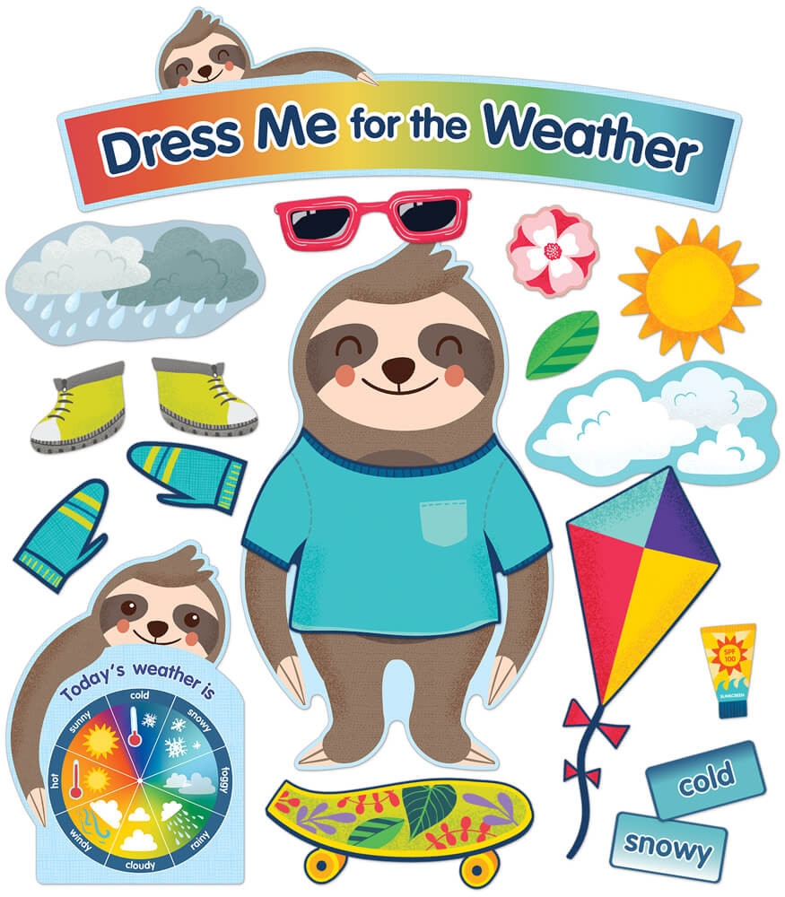 grade-pk-2-sloth-dress-me-for-the-weather-bulletin-board-set for Dress For The Weather Free Printables Grade PK-2 Sloth Dress Me for the Weather Bulletin Board Set for Dress For The Weather Free Printables