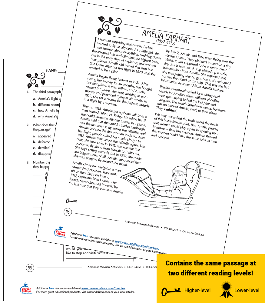 Amelia Earhart Free Printable | Carson Dellosa who-is-amelia-earhart-free-worksheet-for-kids-skoolgo