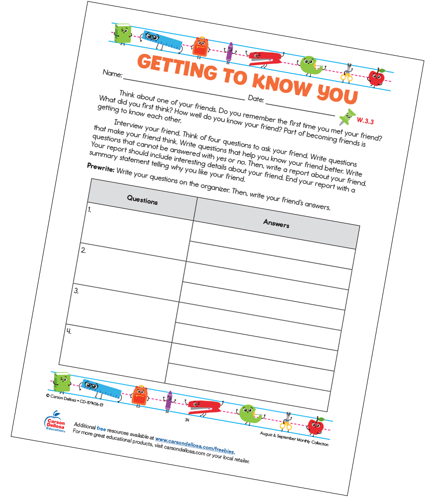 Getting to Know You Free Printable | Carson Dellosa