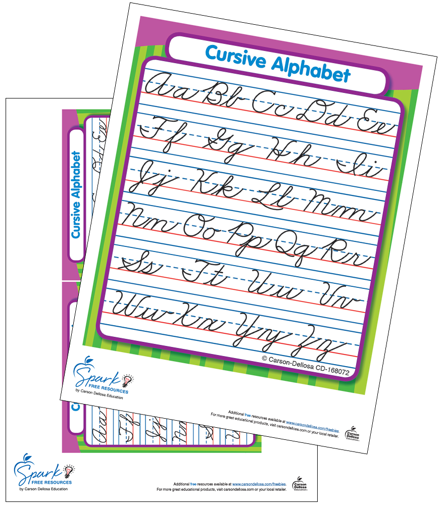 alphabet in cursive printable chart