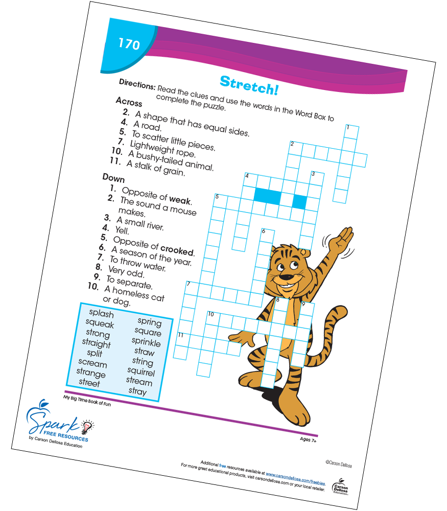 Stretch! Crossword Puzzle Free Printable | Carson Dellosa