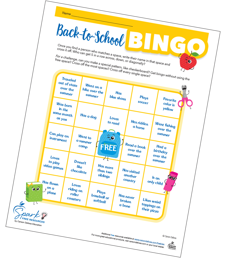 Back-to-School Bingo Free Printable | Carson Dellosa