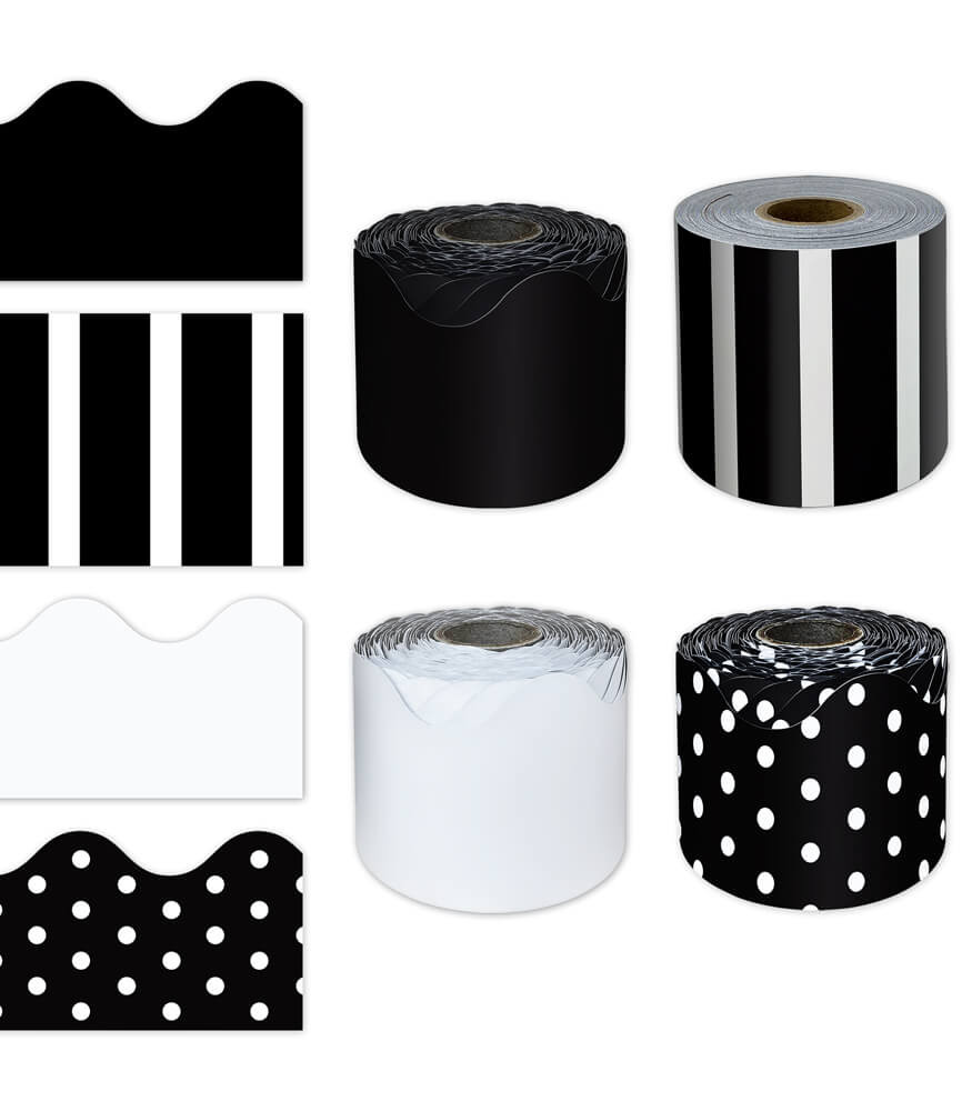 TEACHER CREATED RESOURCES (3 PK) BLACK SCALLOPED ROLLED BORDR 