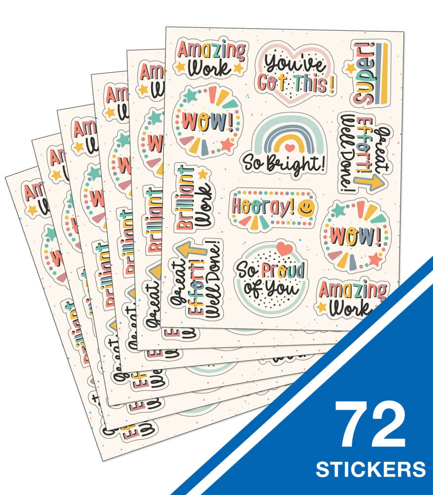 Kind Vibes Smiley Faces Shape Stickers, 72 Per Pack, 12 Packs