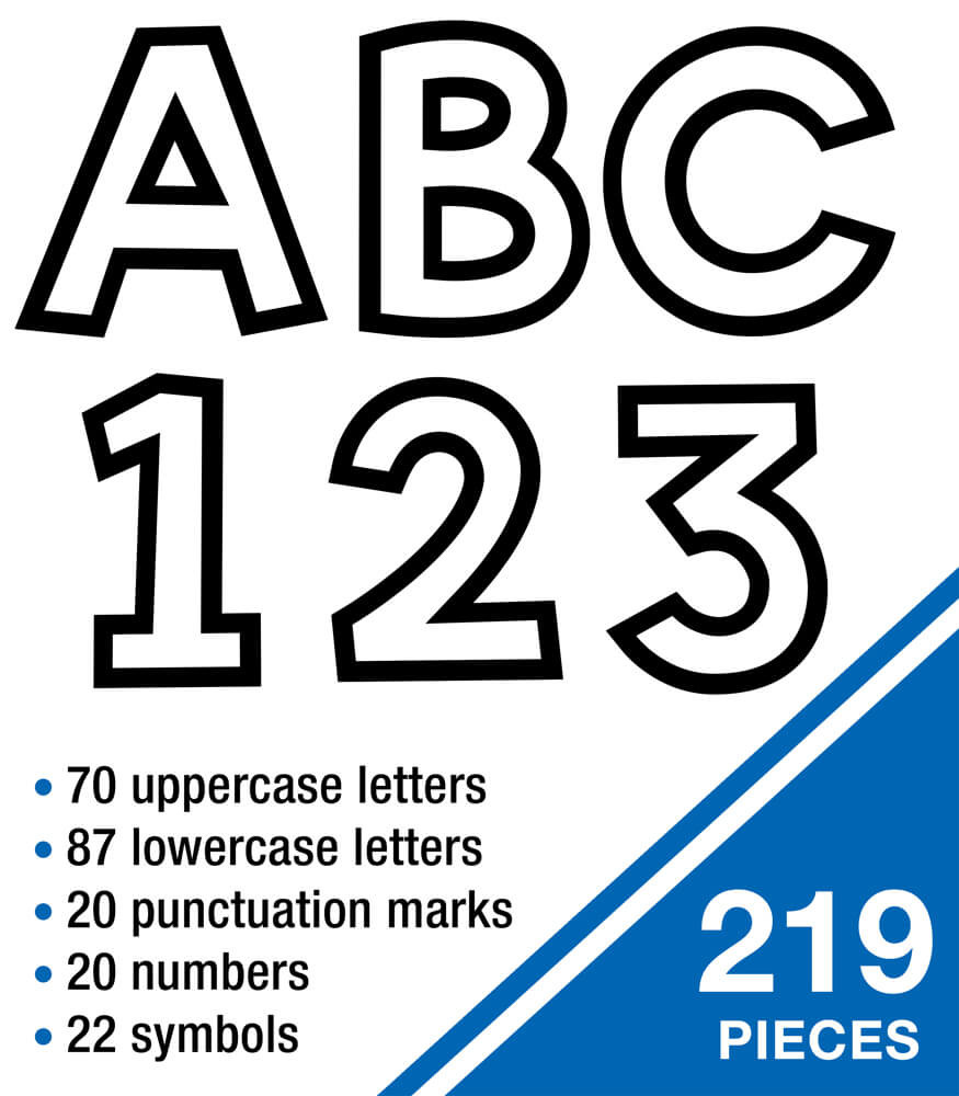 White with Black Trim Combo Pack Letters & Numbers