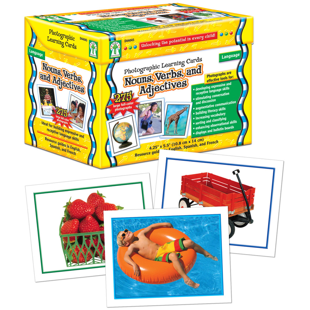 Grade K-5 Nouns, Verbs and Adjectives Learning Cards