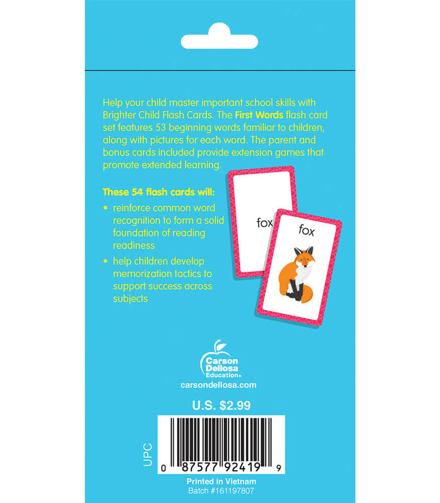 Brighter Child First Words Flash Cards Early Learning For Kids Toddlers