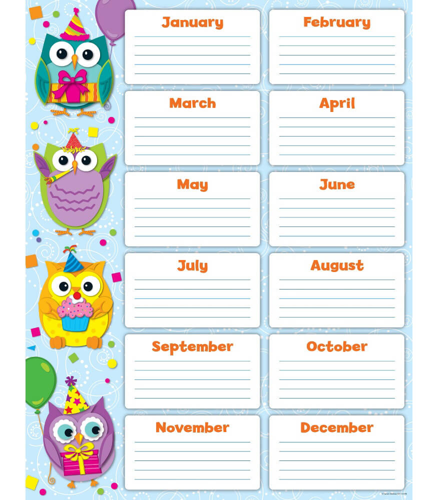 Colorful Owls Birthday Chart colorful-owls-birthday-chart