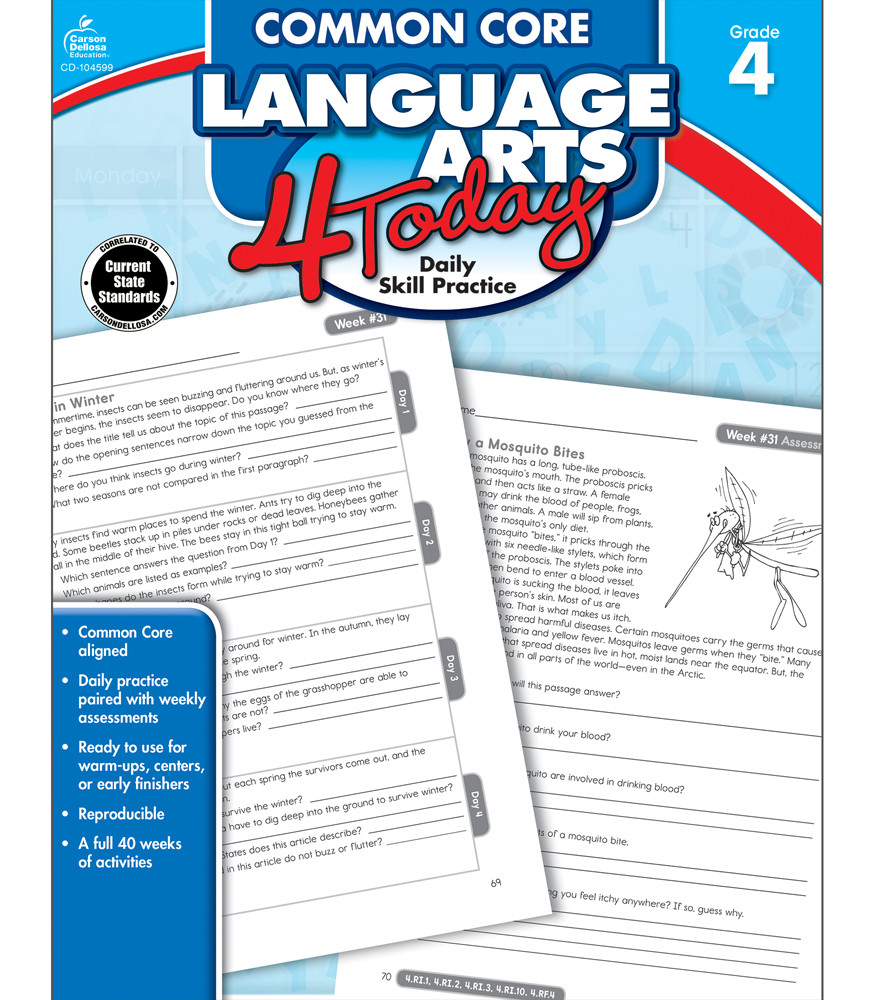 Common Core Language Arts 4 Today Workbook Grade 4 eBook