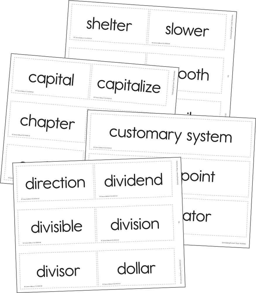 Scheduling Printable Pocket Chart Activities Grade K-5